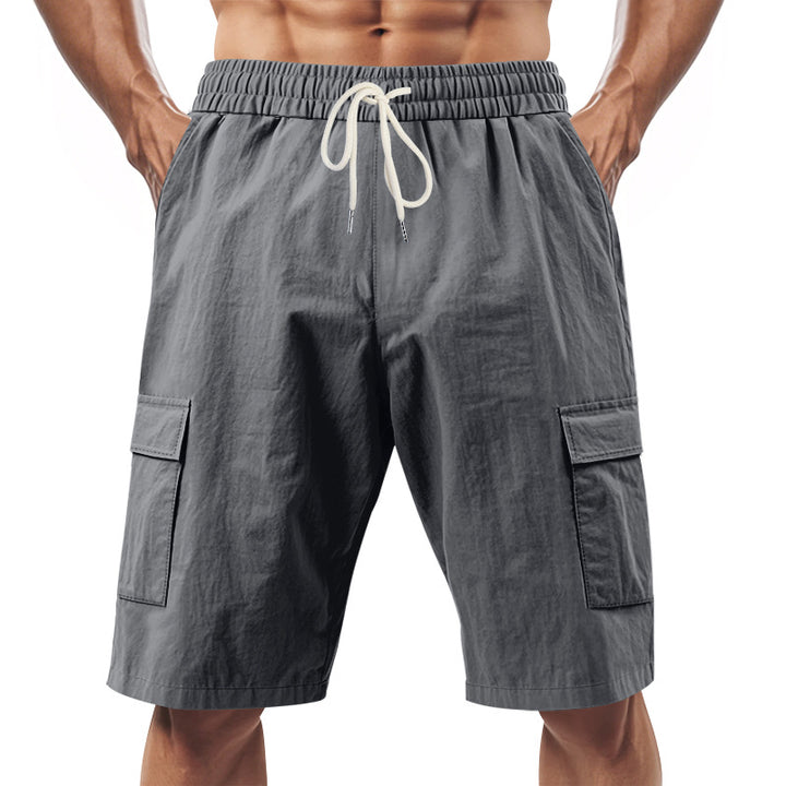 Herrer Cargo-shorts med elastisk talje og funktionelle lommer Stilla