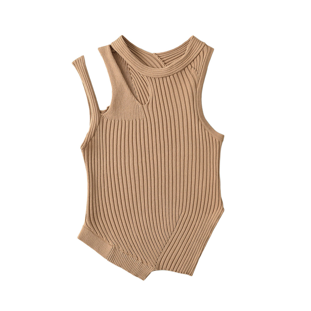 Dame Ribb Strik Tanktop med asymmetrisk design og elegante stropdetaljer Stilla