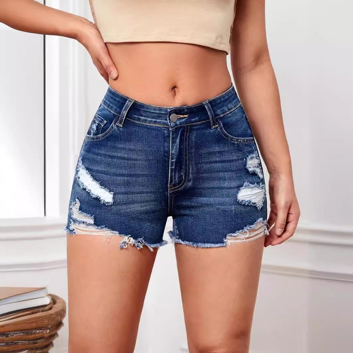 Damer Revnet Denim Shorts med høj talje Stilla