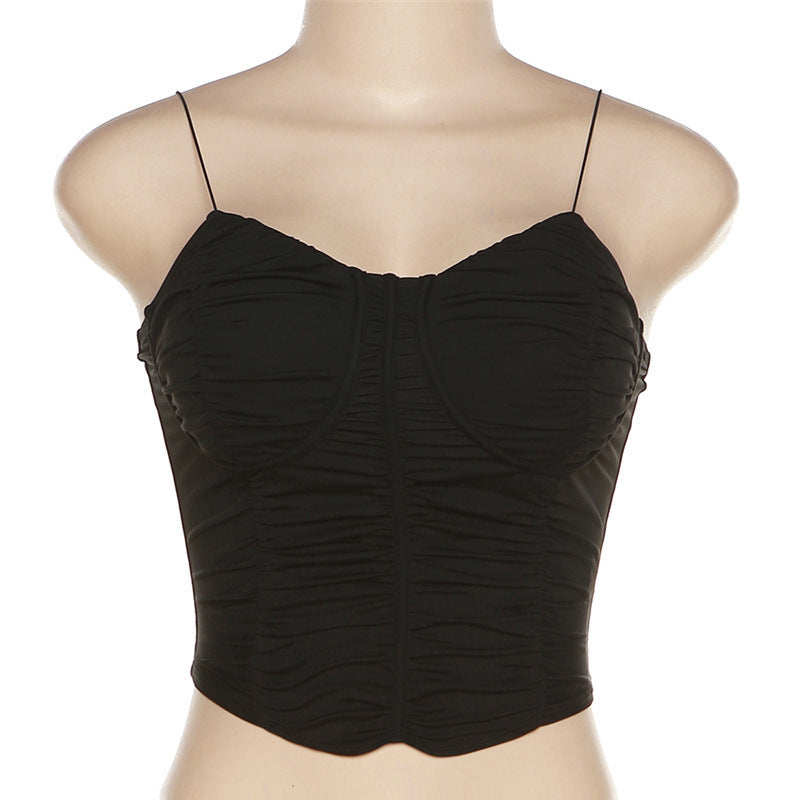 Dame Bustier-top med rynket design og justerbare stropper Stilla