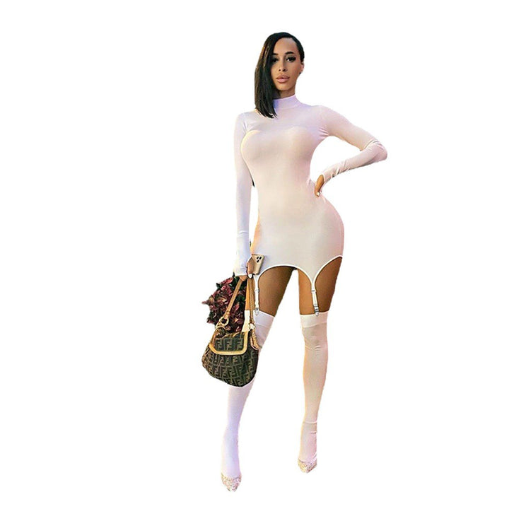 Damer Elegant Minikjole med transparente indsættelser og lange ærmer Stilla