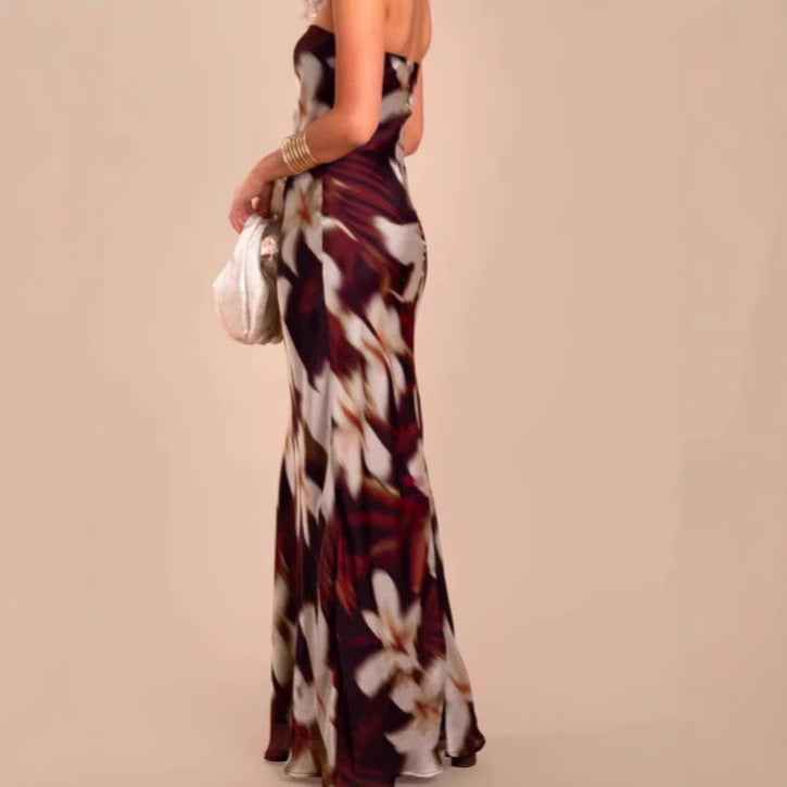 Femme Strapless Floral Maxi Kjole Stilla