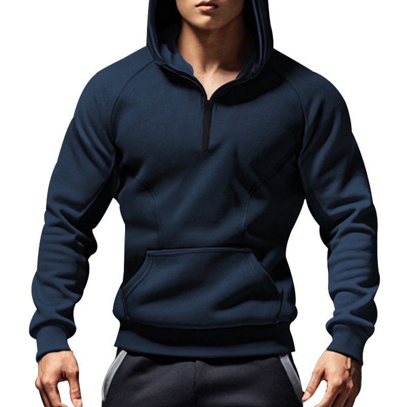 Herrer nan sporty hættetrøje med kort frontlynlås ergonomisk raglan-snit og kængurulomme Skovae