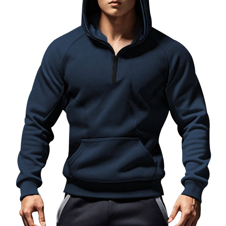 Herrer nan sporty hættetrøje med kort frontlynlås ergonomisk raglan-snit og kængurulomme Skovae