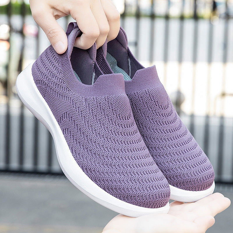 Dame nan Finstrik-Ballerina-Sneaker med elastisk indgang, polstret komfortfodbed og fleksibel let sål Skovae