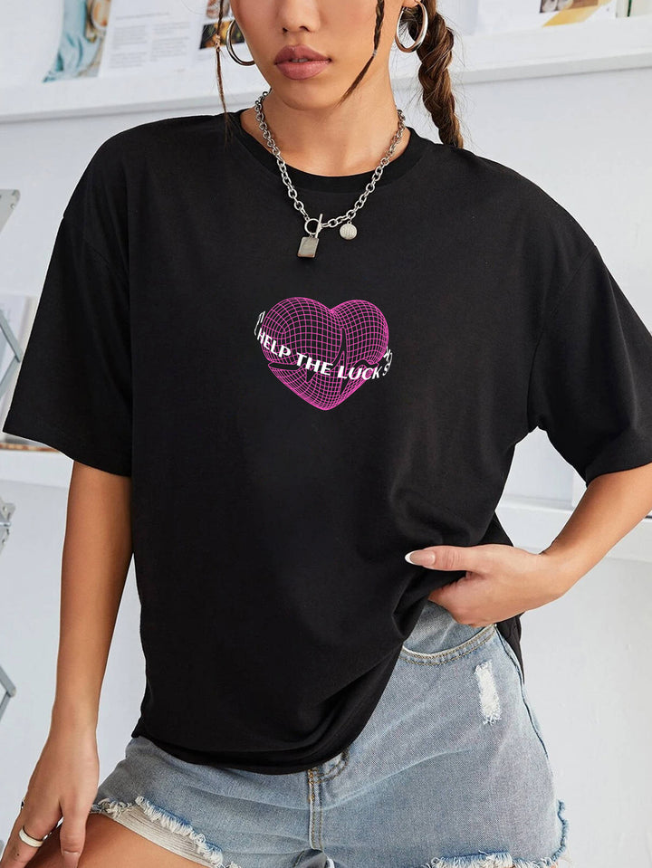 Dame afslappet T-shirt med kreativt grafikdesign Stilla