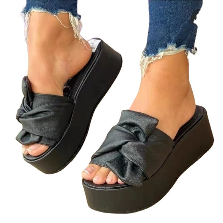 Dame Wedge-Sandaler med charmerende slips-design og skridsikre såler Stilla