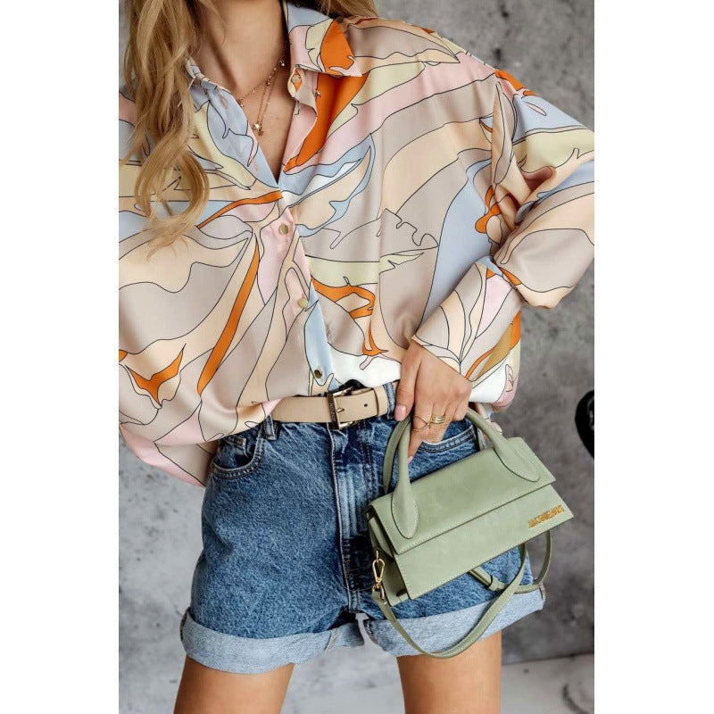 Dame Oversized Bluse med elegant blomsterdesign Stilla