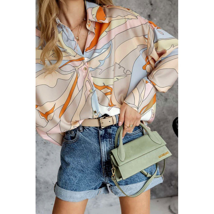 Dame Oversized Bluse med elegant blomsterdesign Stilla