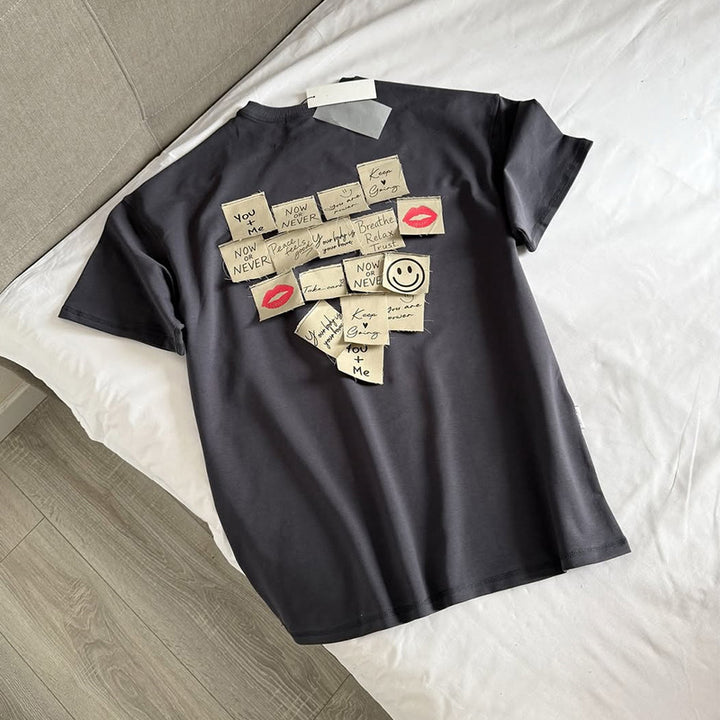 Dame T-shirt med kreativt tryk og motiverende budskaber Stilla