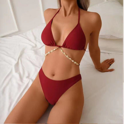 Dame Triangel-Bikini med unikt perle-detalje Skovae