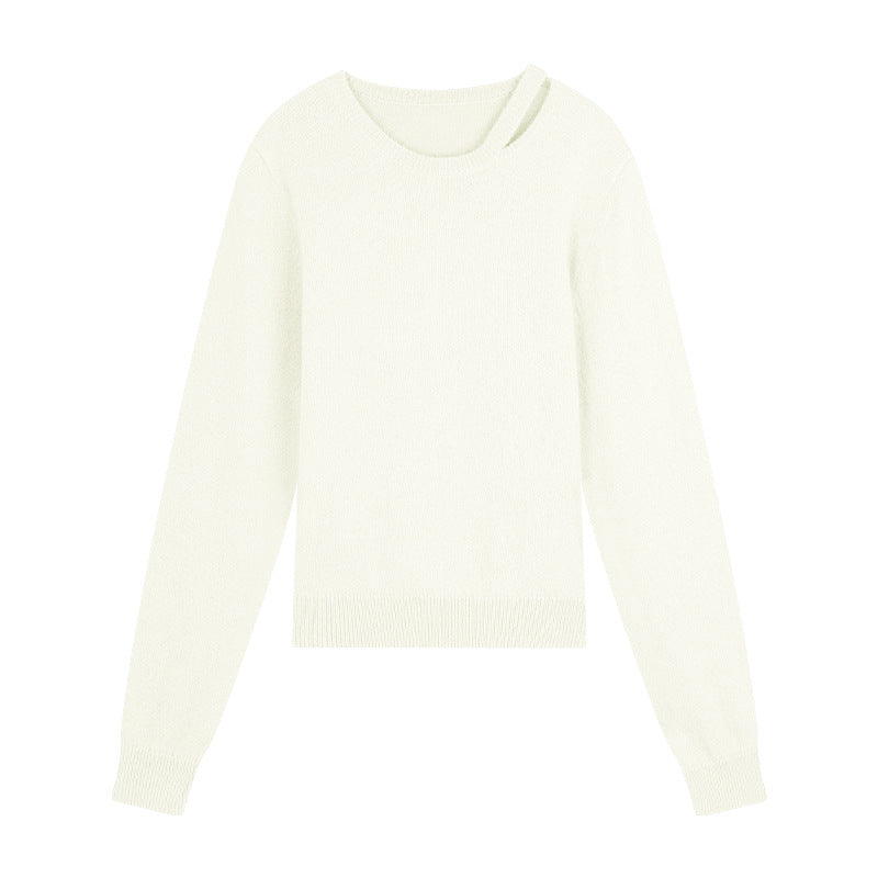 Dame elegant strikpullover med asymmetrisk detalje og blødt materiale Stilla