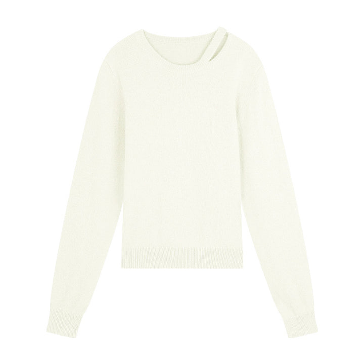 Dame elegant strikpullover med asymmetrisk detalje og blødt materiale Stilla