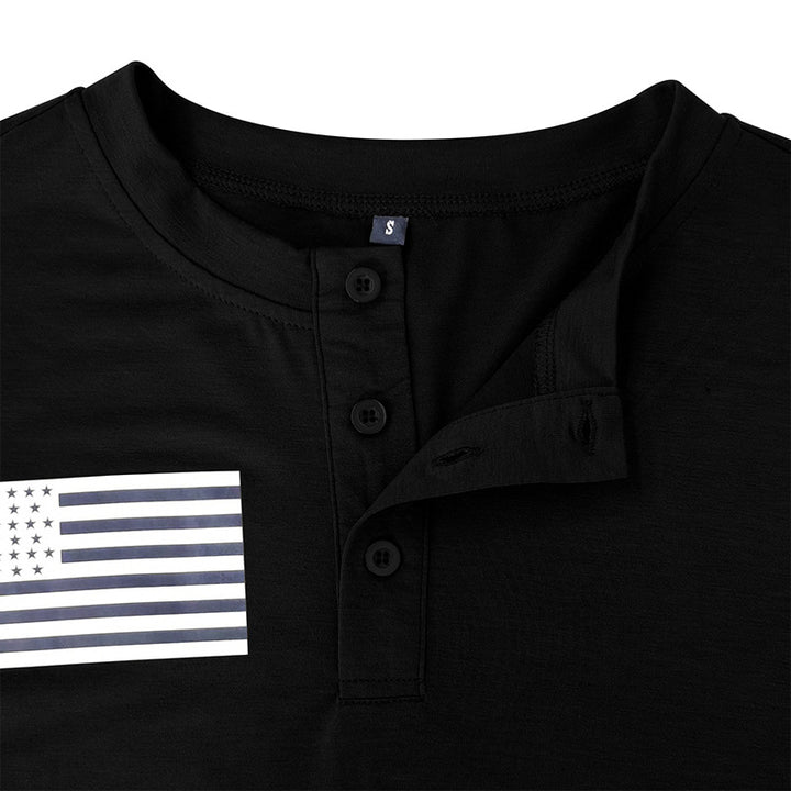 Herrer Kortærmet Henley Shirt med moderigtigt flagtryk Stilla
