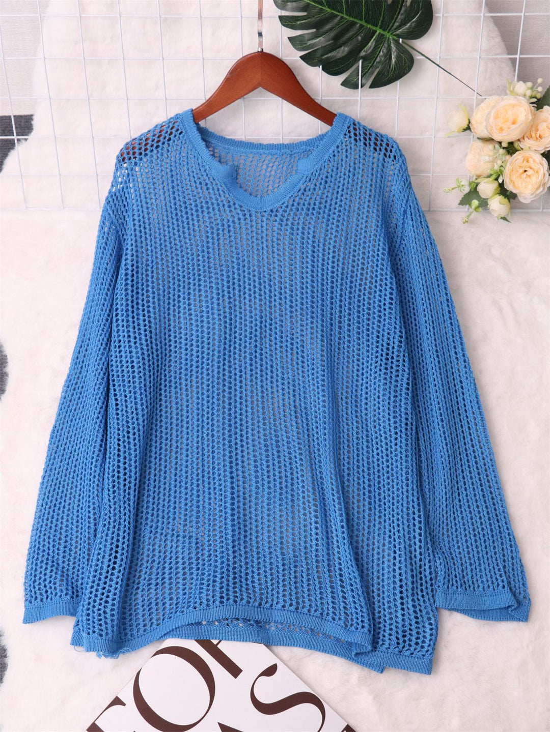 Kvindernes luftige strikkede sweater med moderne netdesign Stilla