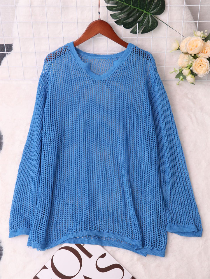 Kvindernes luftige strikkede sweater med moderne netdesign Stilla