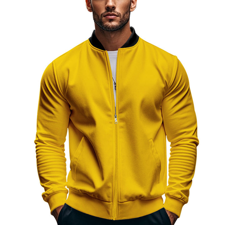 Herre nan moderne bomber i minimal stil med ståkrave, elastisk afslutningsbånd og funktionelle stiklommer Skovae