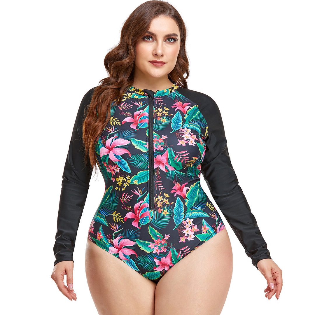 Dame Rashguard badedragt med blomster mønster Skovae
