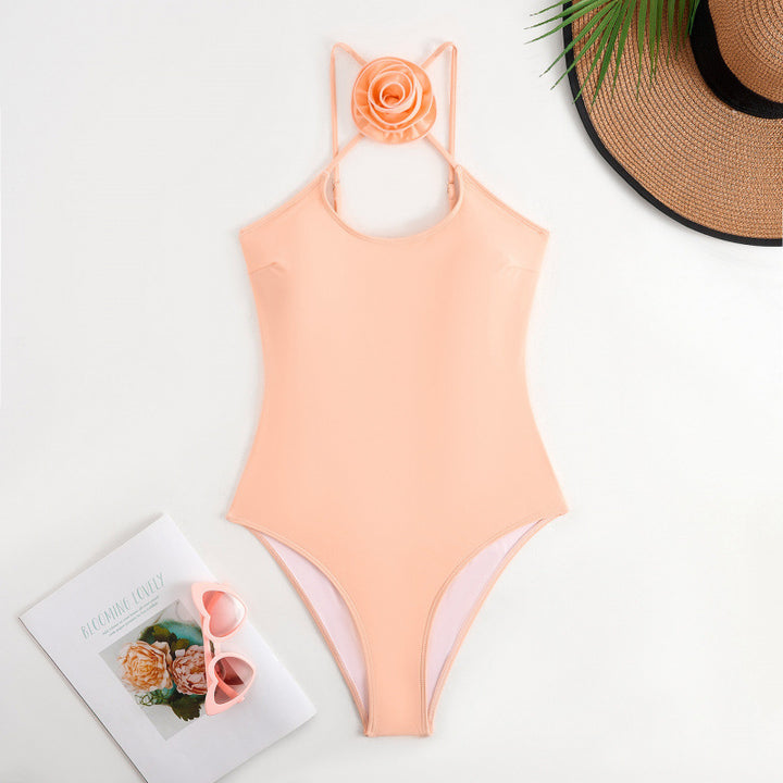 Dame one-piece badedragt med blomsterdekor og keyhole udskæring Skovae