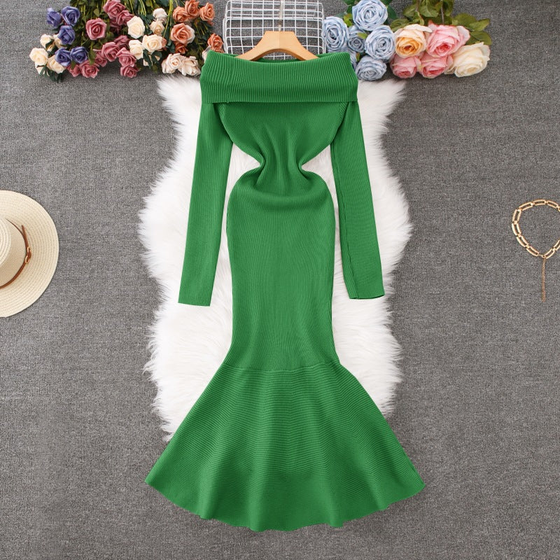 Dame Off-Shoulder Havfrue Stil Maxi Kjole Stilla