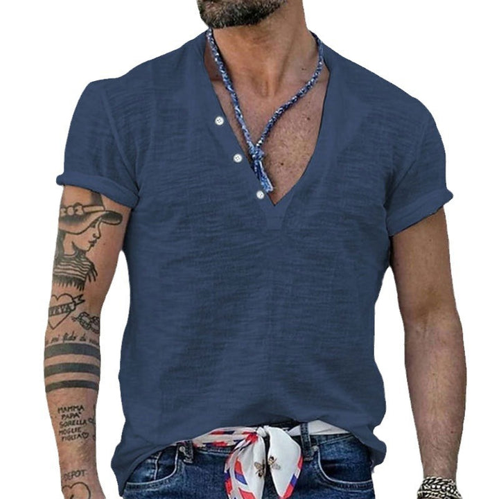 Herrer Kortærmet Henley T-shirt med åndbart design og praktiske knapper Stilla