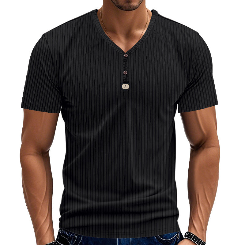 Herrer Kortærmet Henley T-shirt med elegant struktur og moderne knapper Stilla