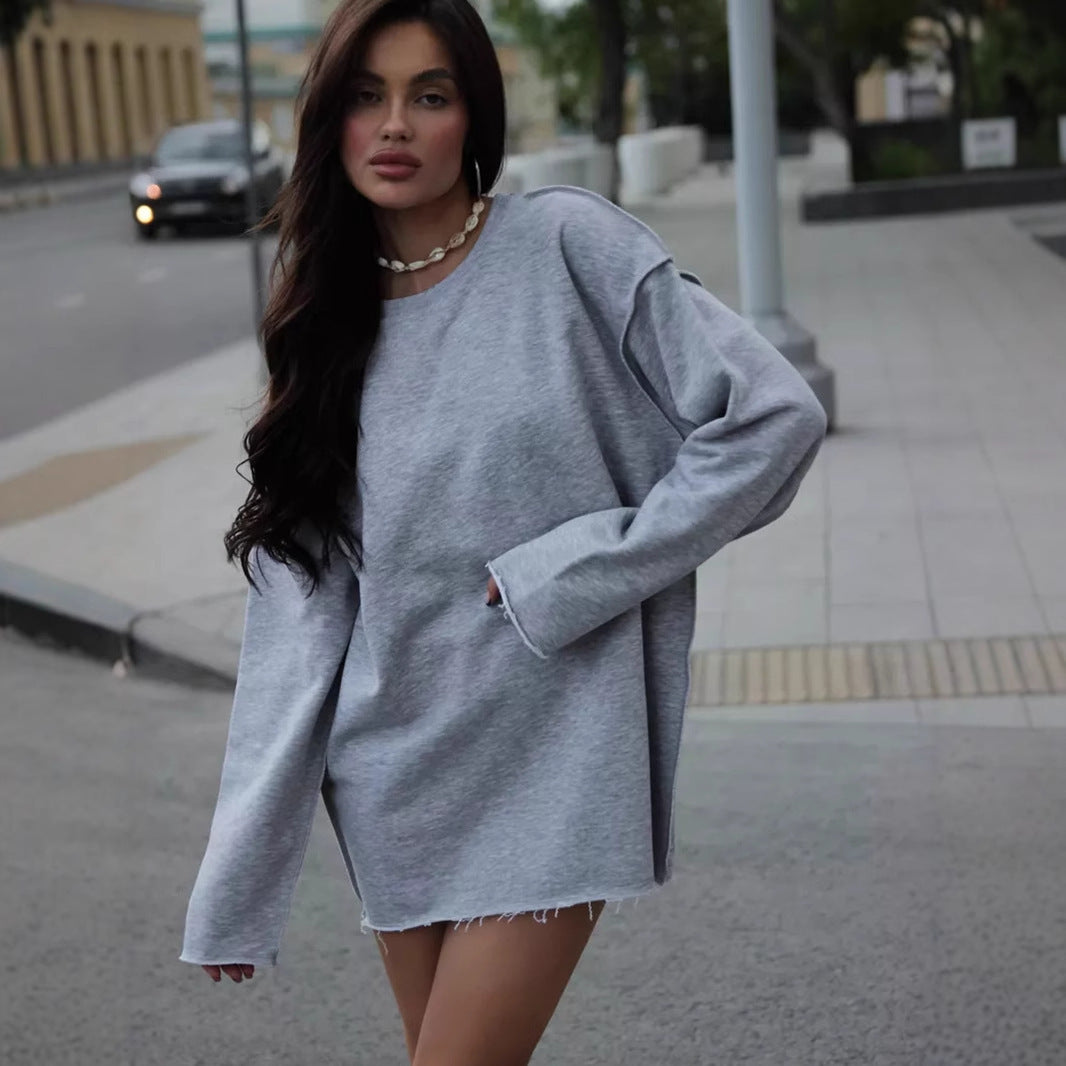 Kvinders afslappede oversized sweater med bred pasform og struktureret stof Skovae