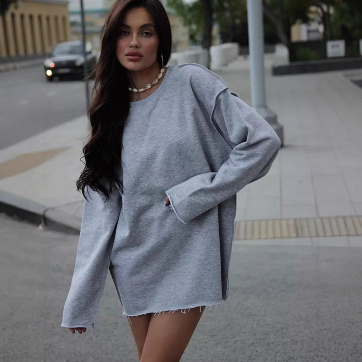 Kvinders afslappede oversized sweater med bred pasform og struktureret stof Skovae