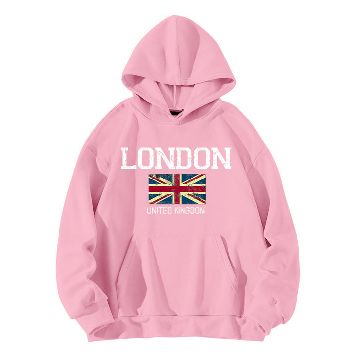 Kvinders hoodie i urban London stil med kængurulomme og komfortabel pasform Skovae