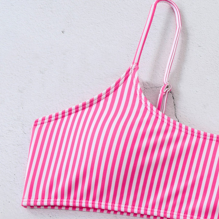 Dame Bikini-sæt med raffineret høj talje og moderne striber Stilla