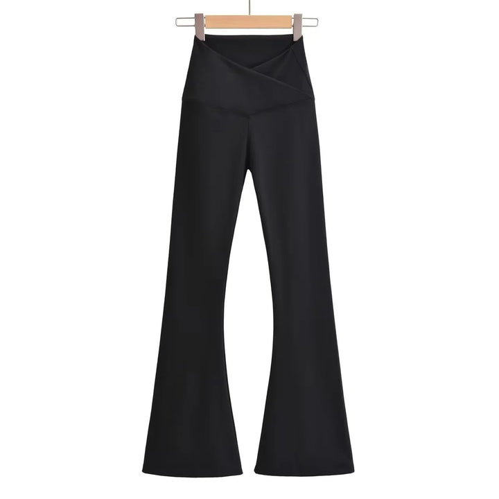 Kvinder Flared Leggings med Høj Talje og Elegant Wrap Look Stilla