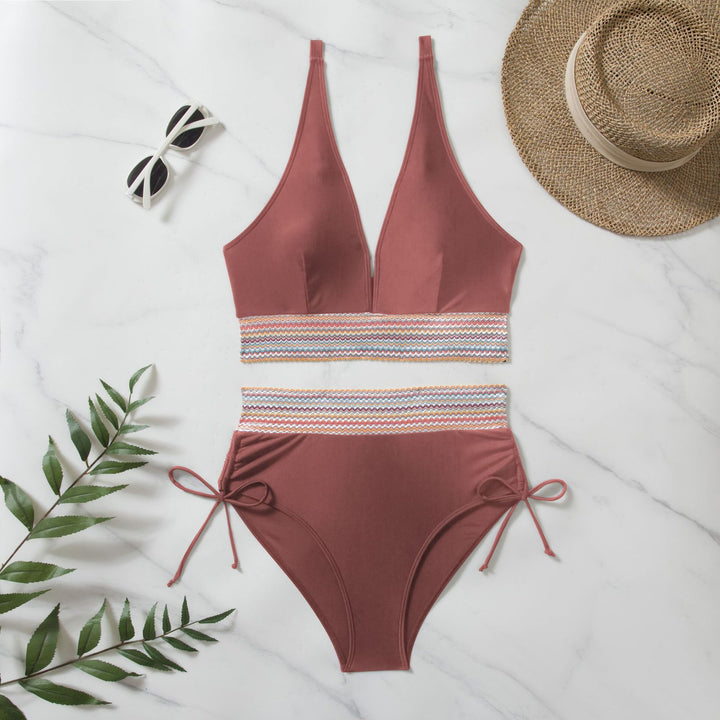 Dame Højt skåret Bikini-sæt med fashionable bindebånd og elegance snit Stilla