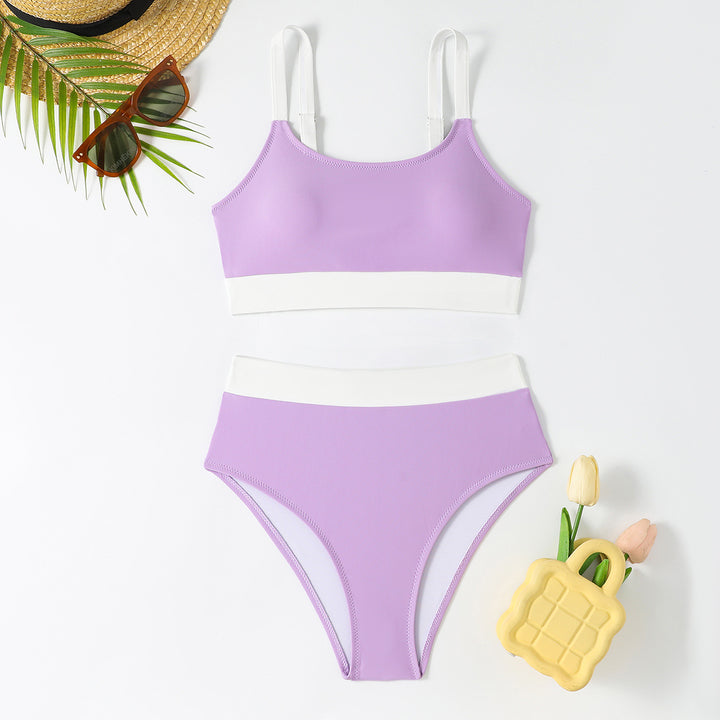 Dame bikini-sæt med højt skåret trusser og trendy bustier-overdel Stilla