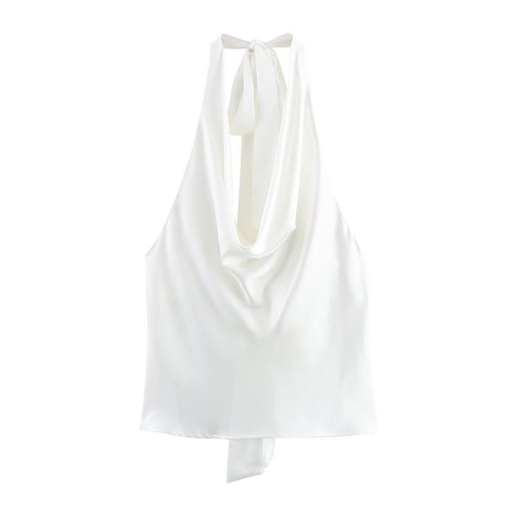 Dame Elegant Haltertop med flydende snit og elegant rygbind Skovae