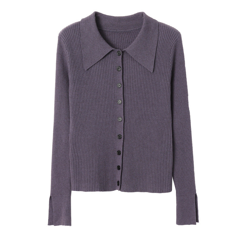 Damer Elegant Strik Top med Stor Krave Stilla