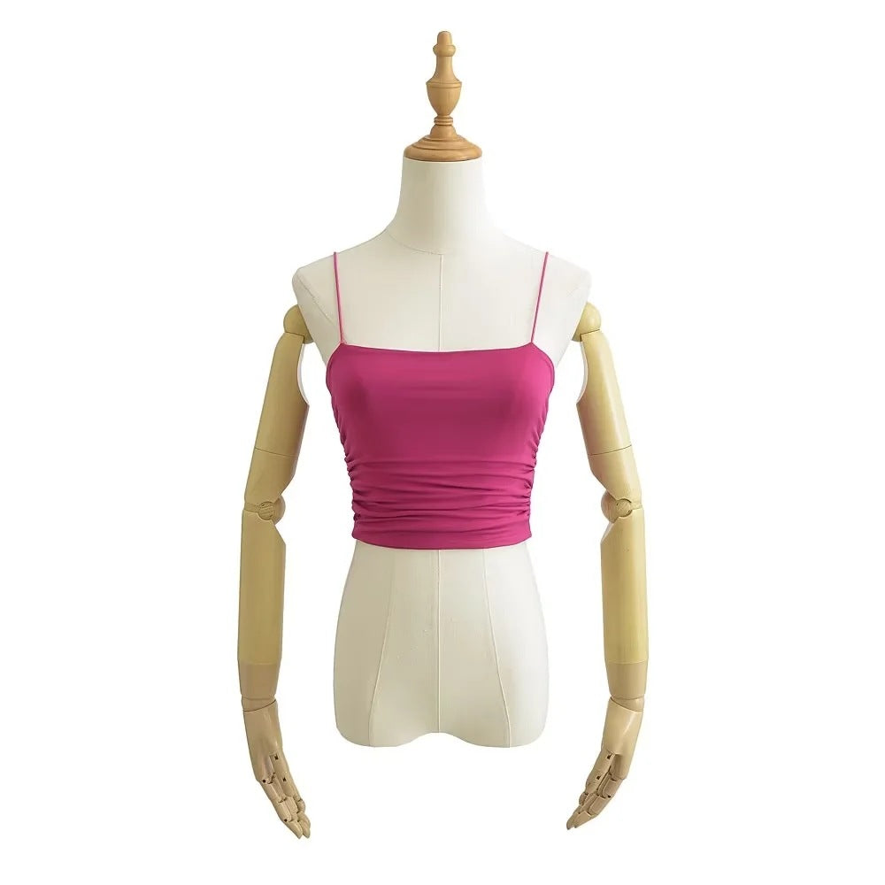 Dame spaghetti strop bluse med raffineret draperingseffekt Stilla