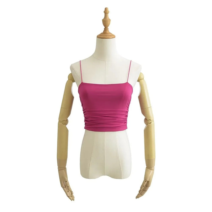 Dame spaghetti strop bluse med raffineret draperingseffekt Stilla