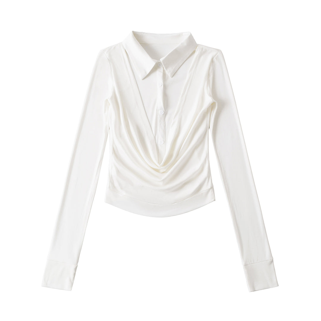Damebluse med smart draperingseffekt og knapdetalje Stilla