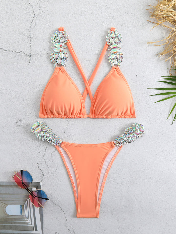 Dame bikini-sæt med funklende krystalaccents og justerbare stropper Stilla