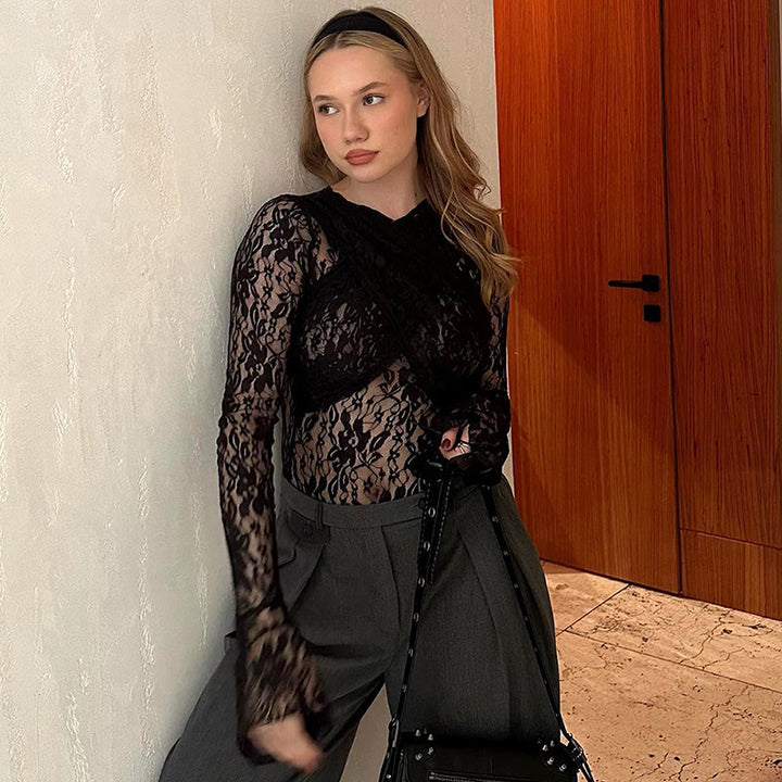 Femme Elegante Spids Langærmet Overdel Stilla