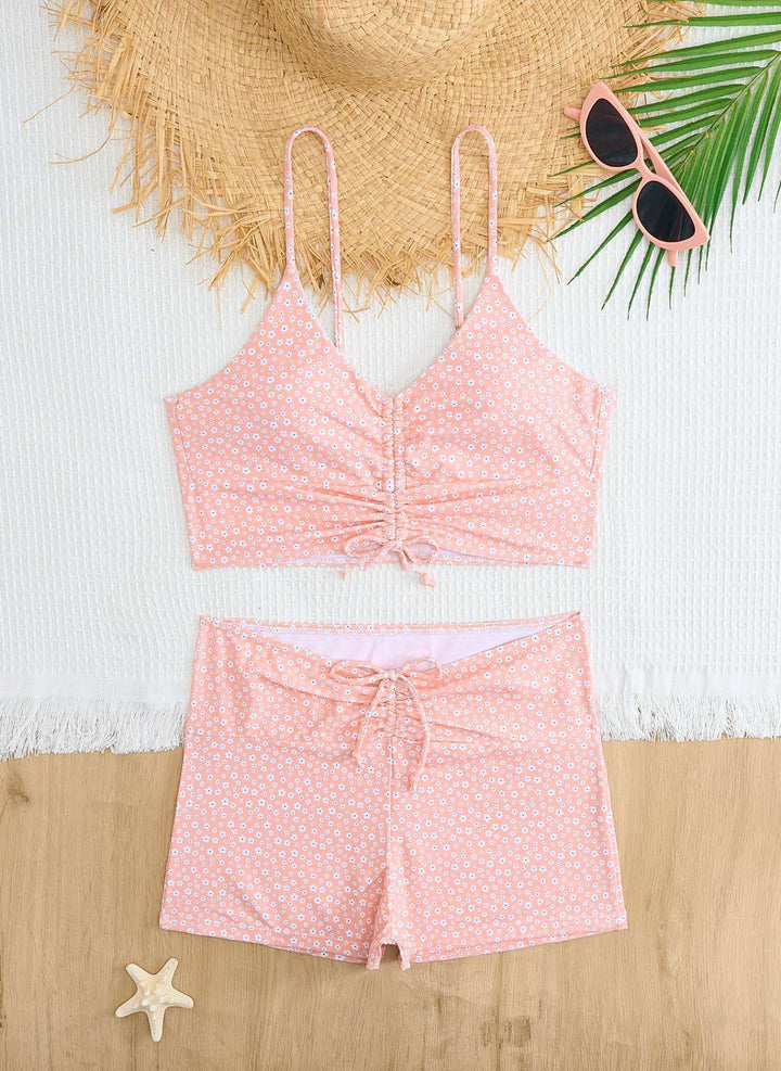 Dame bikini med blomstret flæse design og justerbare stropper Skovae