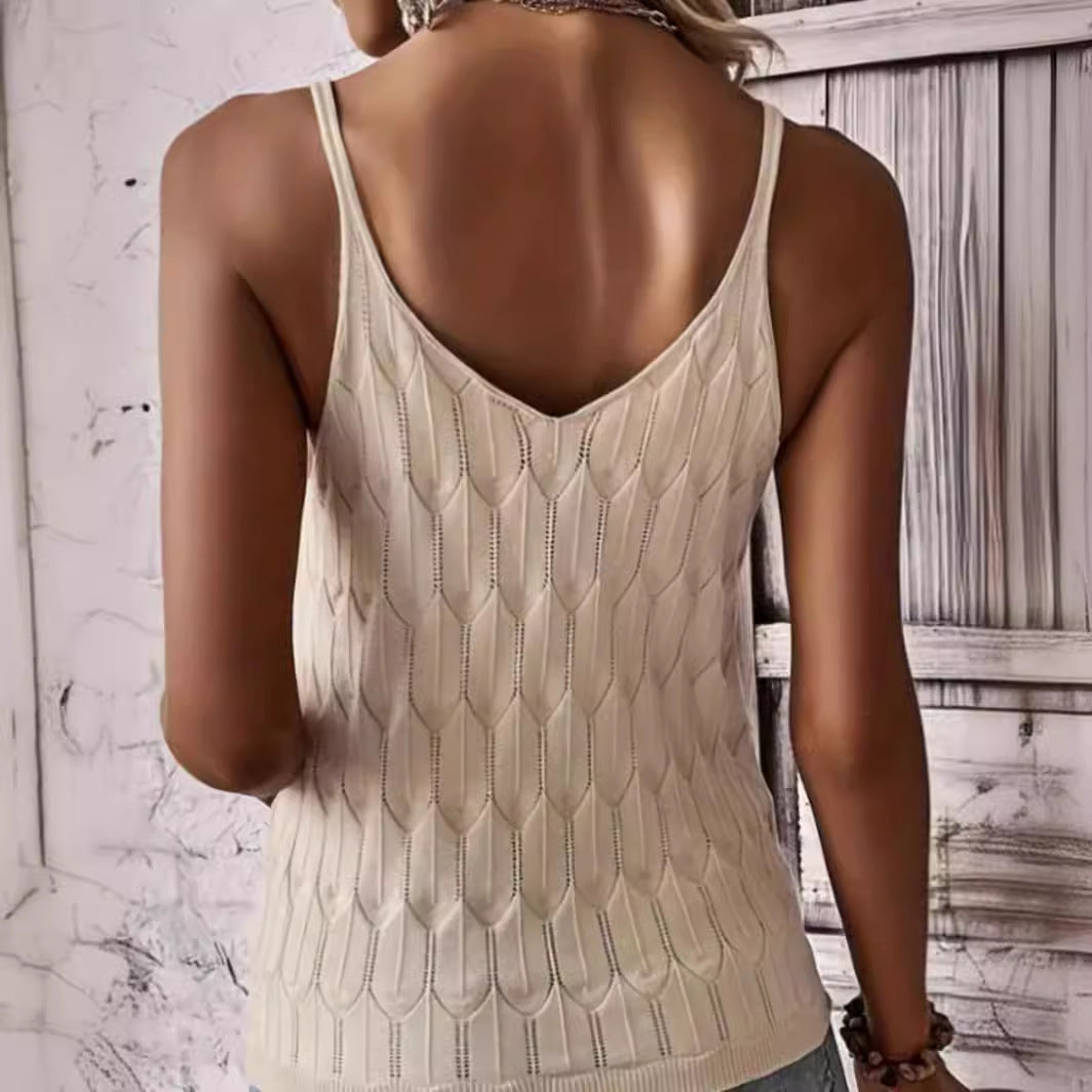 Dame tanktop med fin hæklet struktur og feminin pasform Stilla