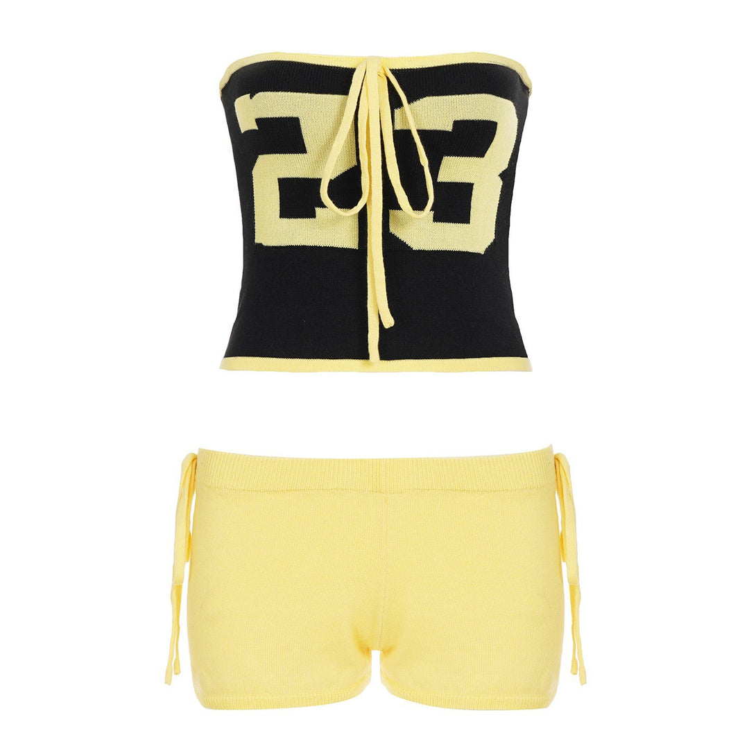 Dame Sporty Bandeau-top med trendy mini-shorts Skovae