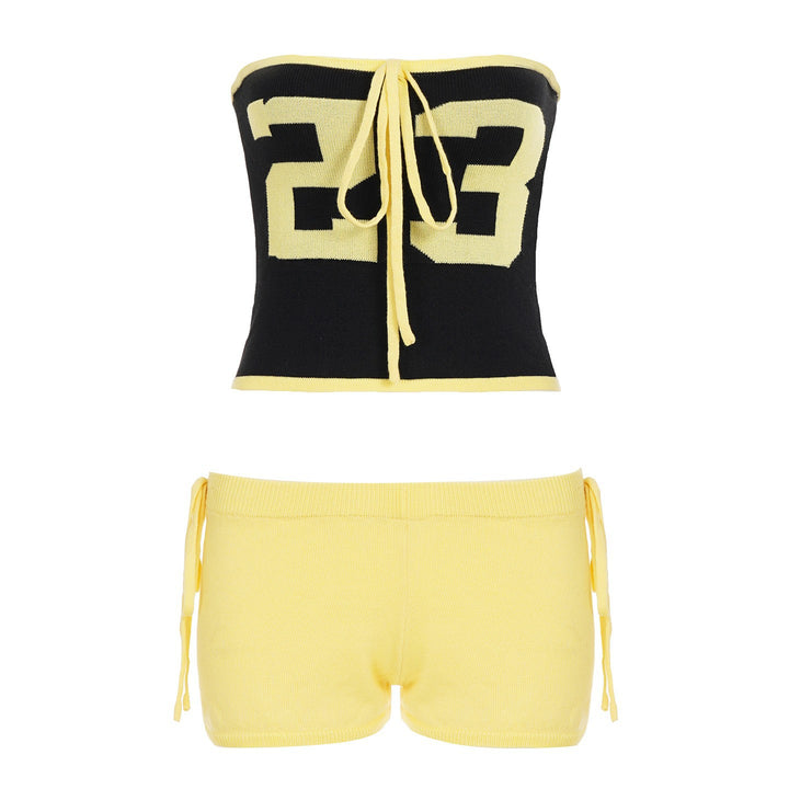 Dame Sporty Bandeau-top med trendy mini-shorts Skovae