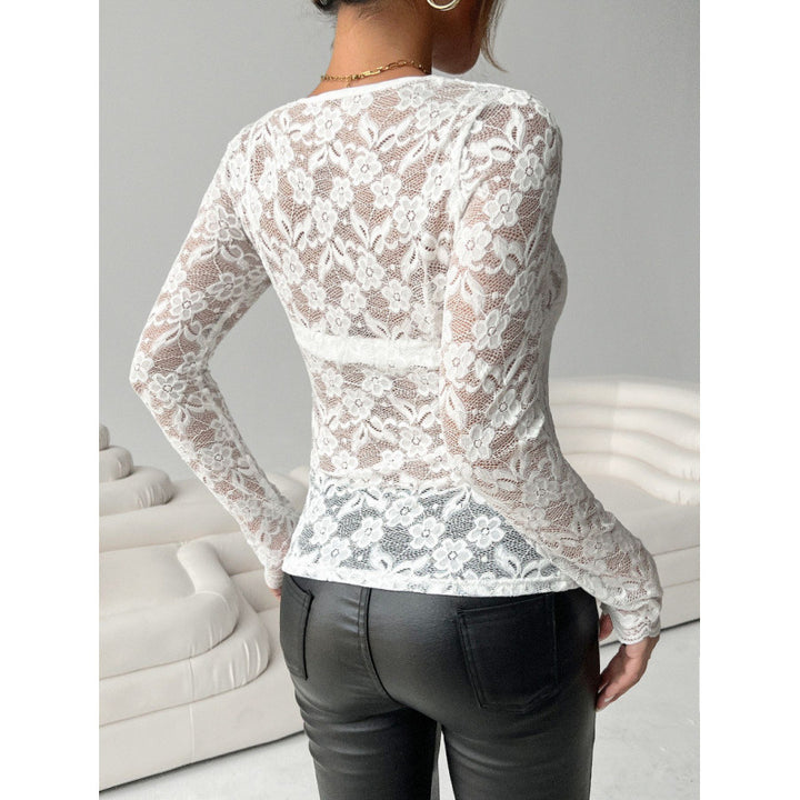 Dame spids bodysuit med elegant V-udskæring og lange ærmer Skovae