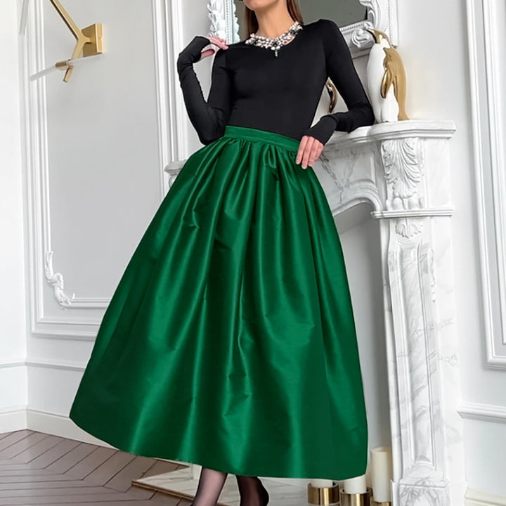 Dame elegante Maxiskørter med bred pasform og svajende kant Stilla