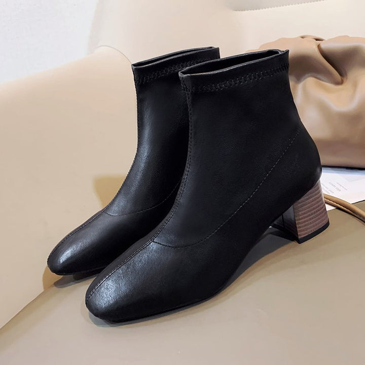 Dame Elegante Ankle Boots i høj kvalitet kunstlæder med moderne blokhæle Stilla