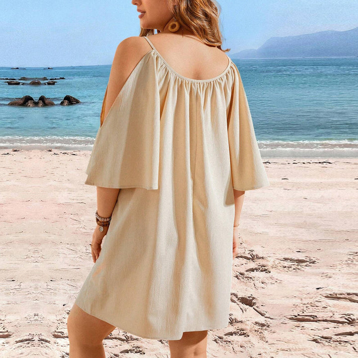 Dame let strandkjole med off-shoulder design og brede ærmer Stilla