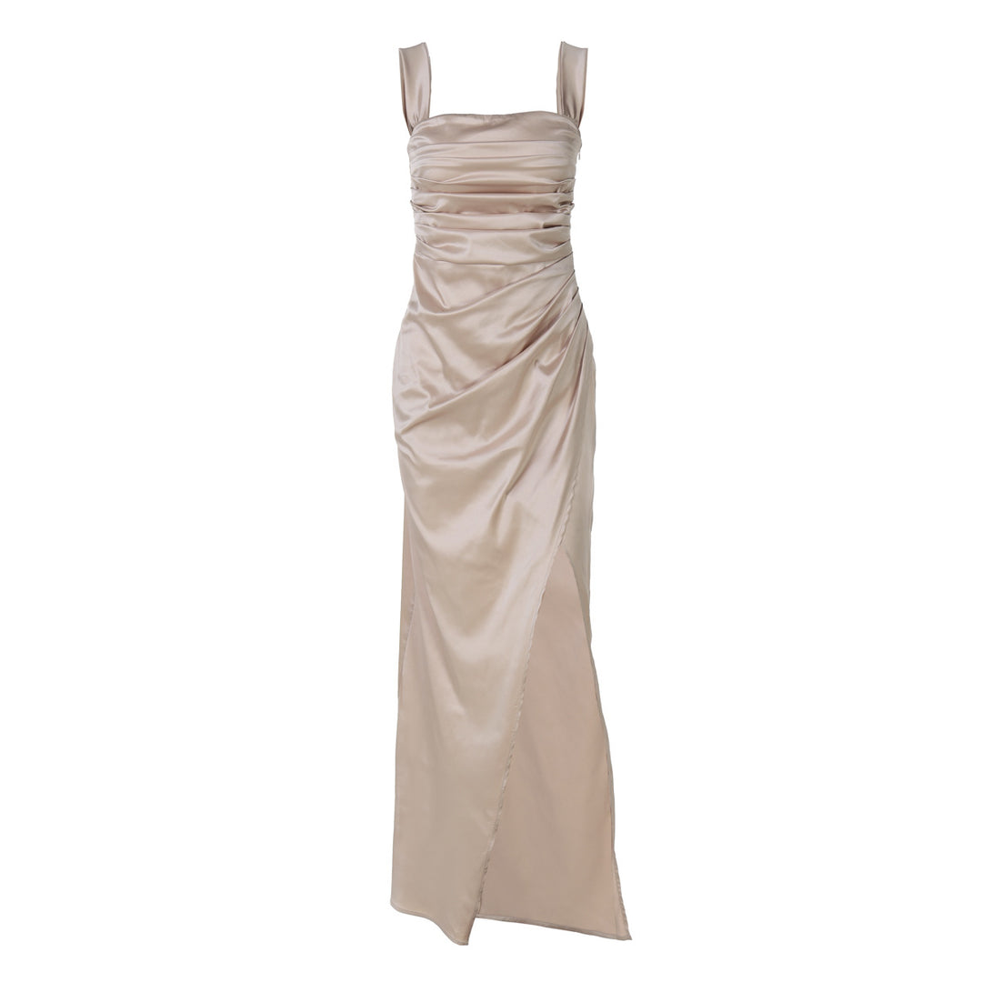 Dame Off-Shoulder Maxikjole med elegant rynkning og sideudslet Stilla