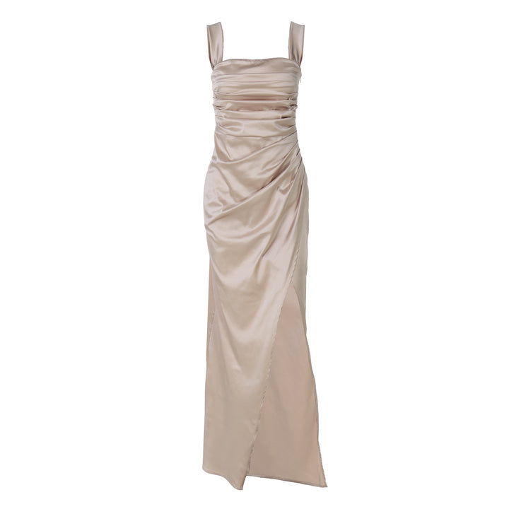 Dame Off-Shoulder Maxikjole med elegant rynkning og sideudslet Stilla